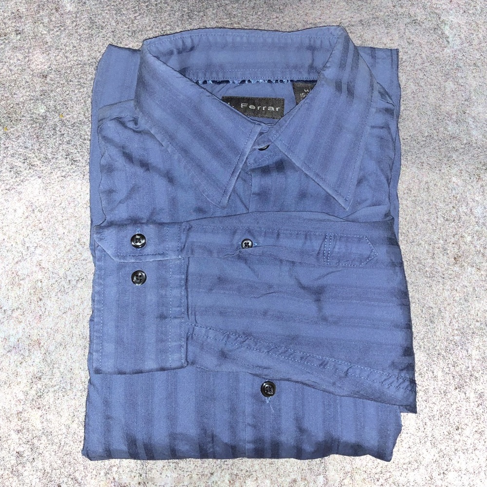Medium blue men’s dress shirt.